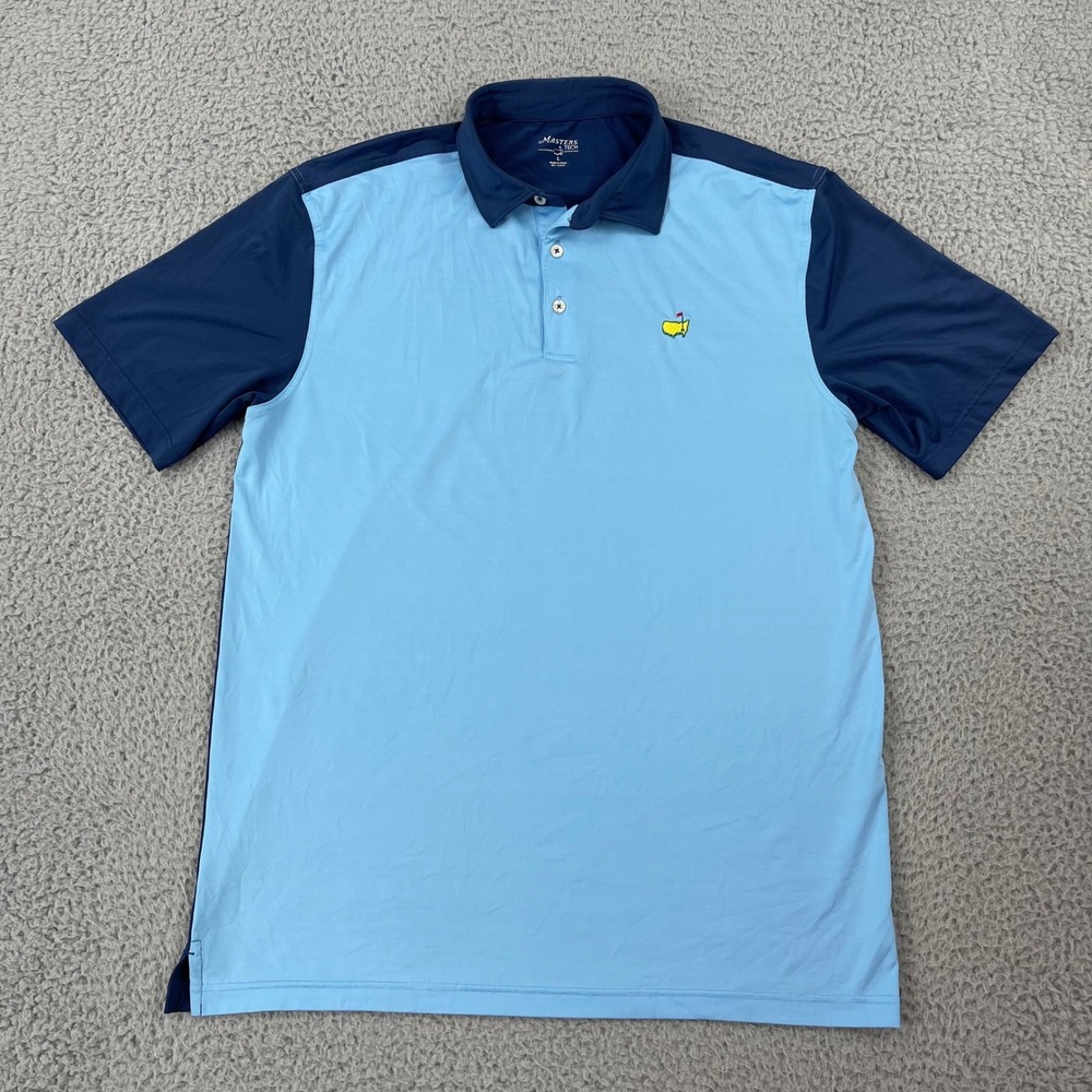 Masters Tech Golf Polo Shirt Mens Large Blue Colorblock Short Sleeve
